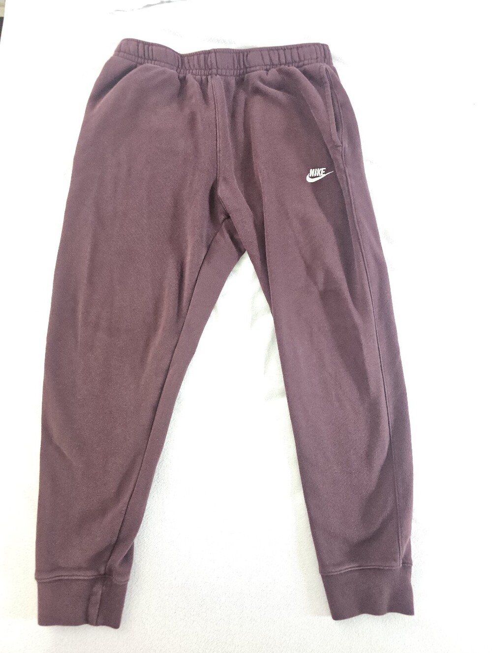 Men's Nike Burgundy Sweatpants with White Swoosh